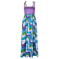 1970s Multi Coloured Polka Dot Maxi Dress