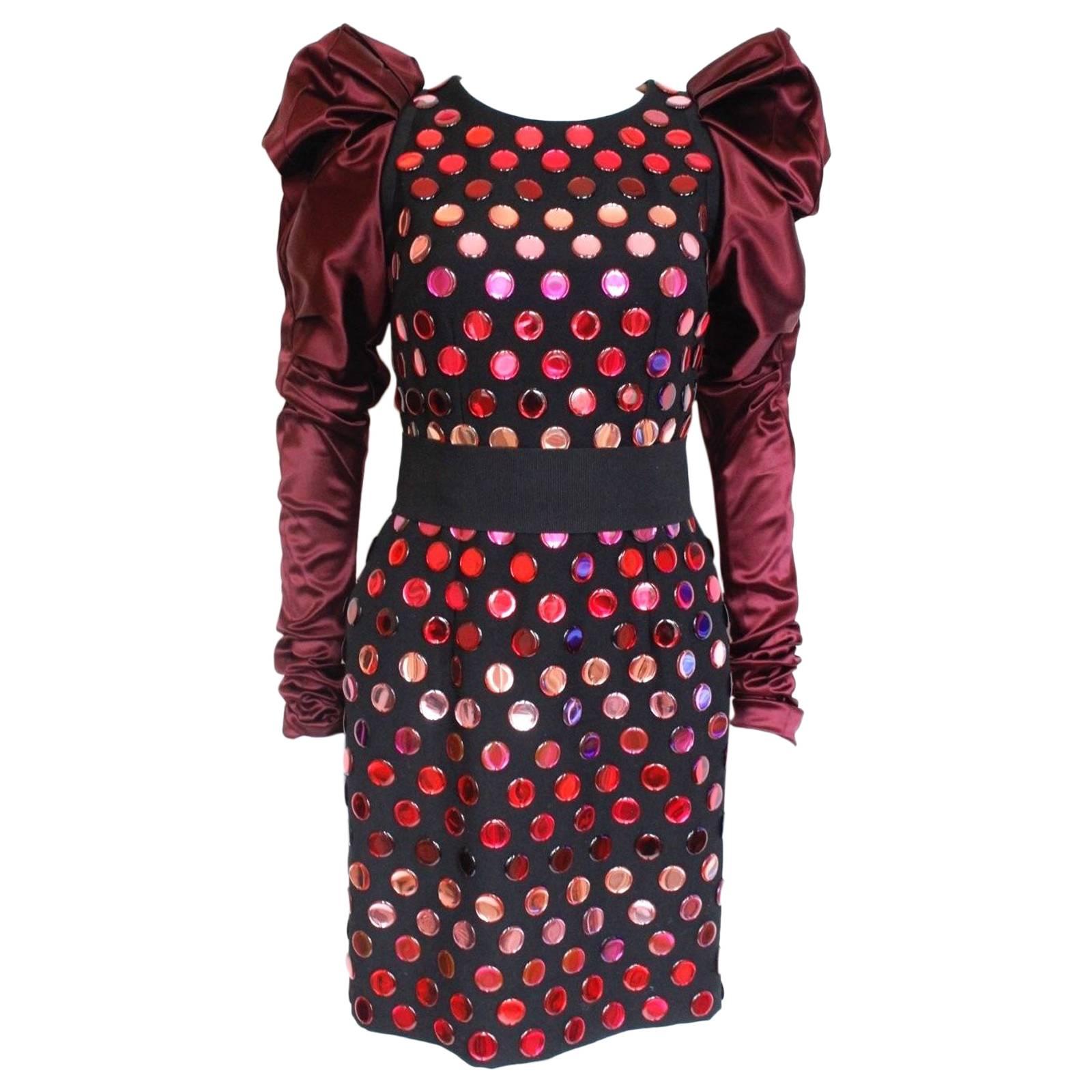 Dolce & Gabbana Burgundy Disk "Special Piece" Fall 2009 Dress 40 uk 8  