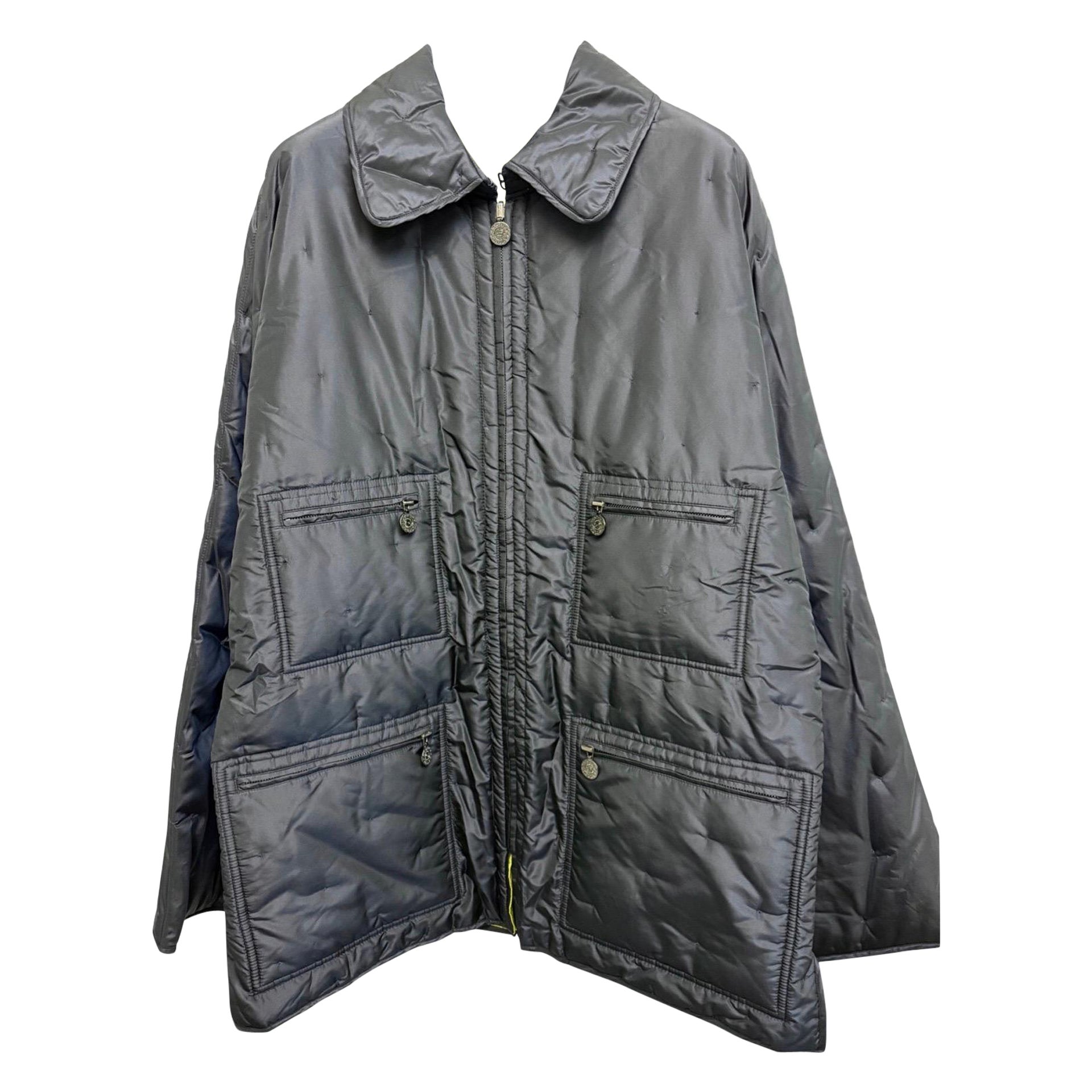 Unworn Chanel blue and yellow silk reversible double sided jacket For Sale