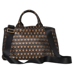 Borsa a Spalla Prada Canapa Shopper Tela Circle Marrone