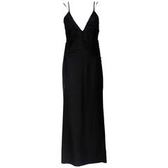 Gucci Tom Ford Black Backless Ribbon Silk Maxi Dress Gown 42 uk 10 