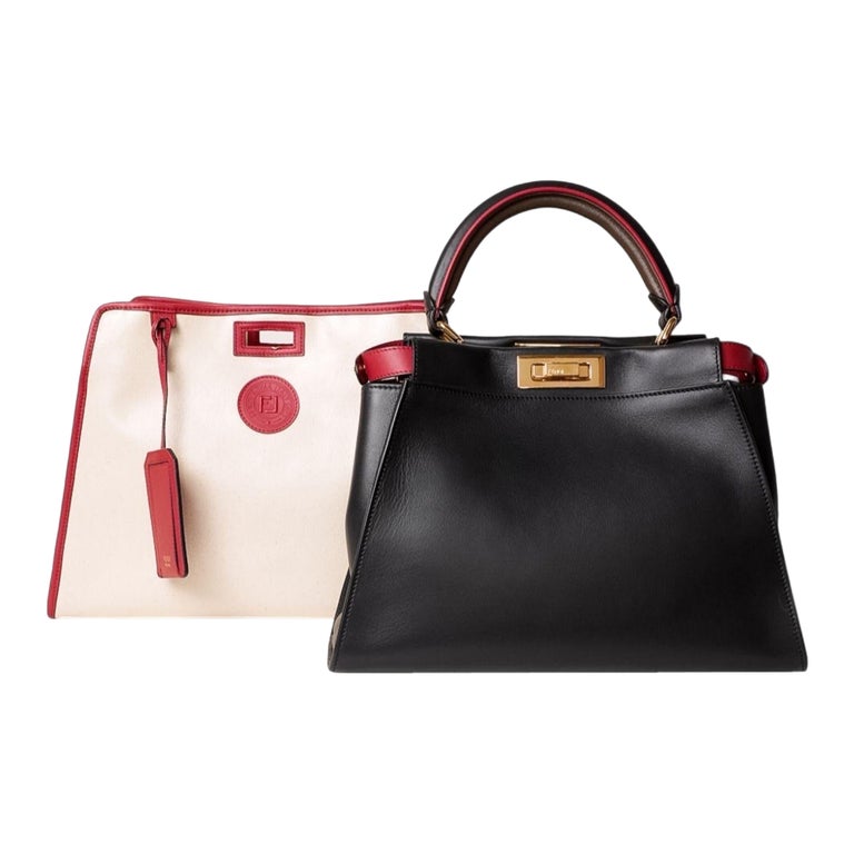 Borsa a mano Fendi Peekaboo Medium Defender Nera For Sale at 1stDibs