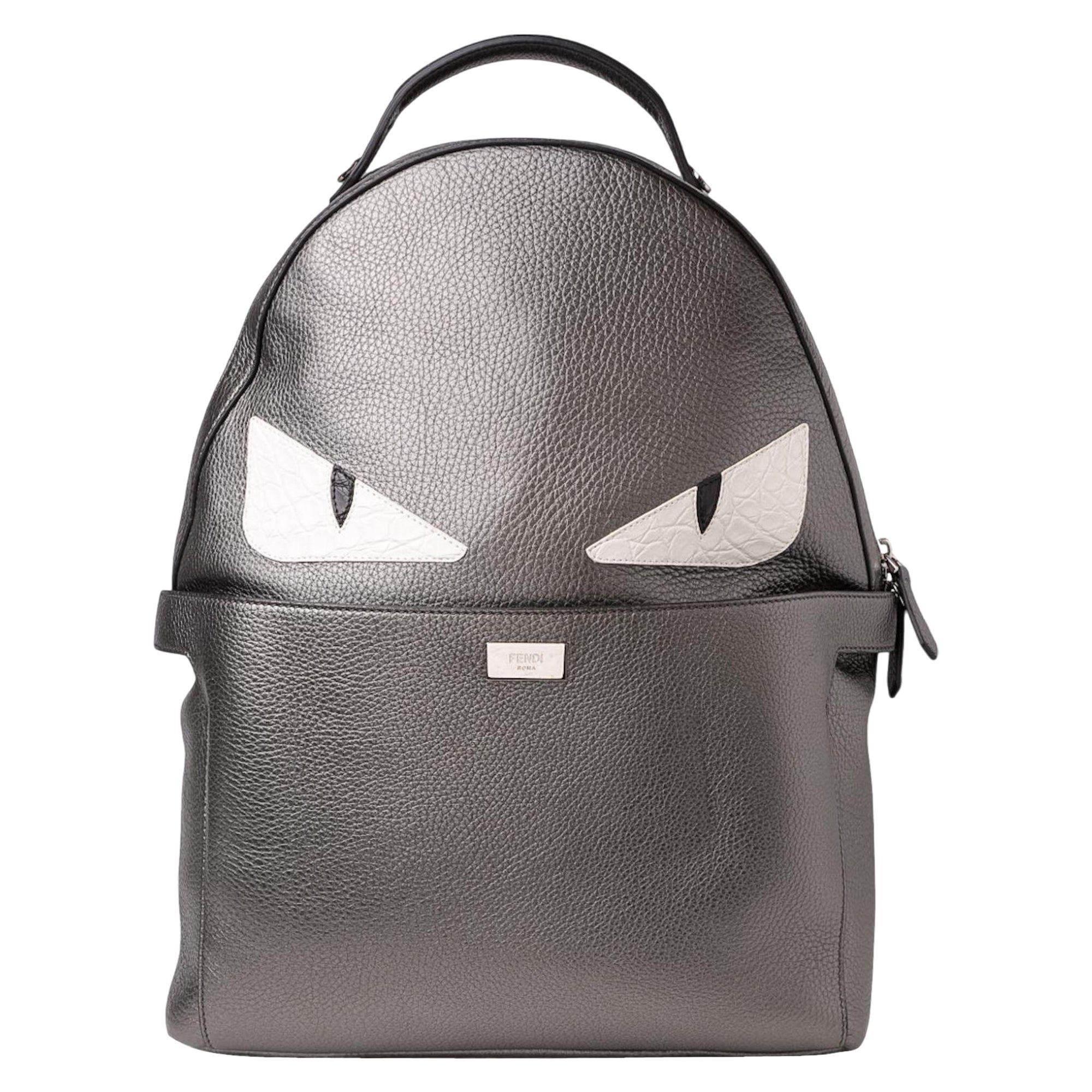Zaino Fendi Peekaboo Monster MM Grigio en vente