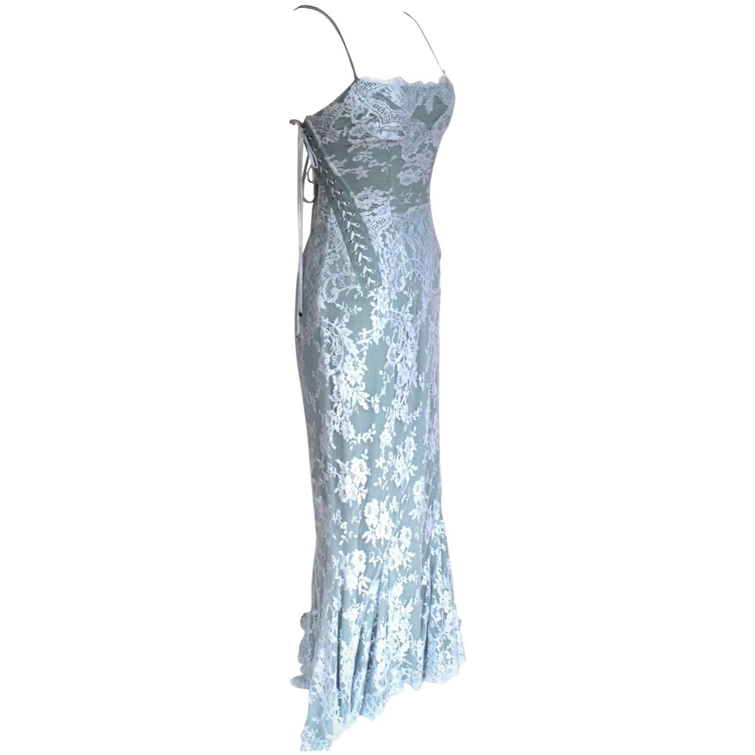 Dolce & Gabbana Turquoise Bustier Bodice Draped Midi Dress