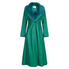 Verheyen London Edward Leather Coat in Green & Green Faux Fur