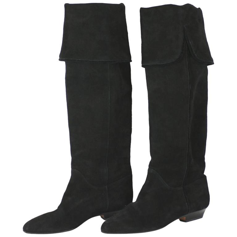 saint laurent black suede boots