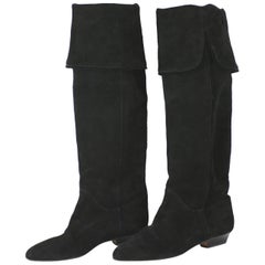 Yves Saint Laurent High Black Suede Boots