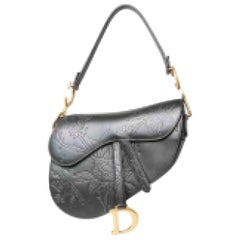Borsa a spalla Dior Saddle Flowers Nera