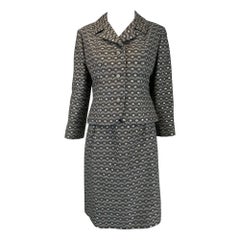 Christian Dior Nueva York Años 60 Traje con falda de lana gris y plateado metalizado