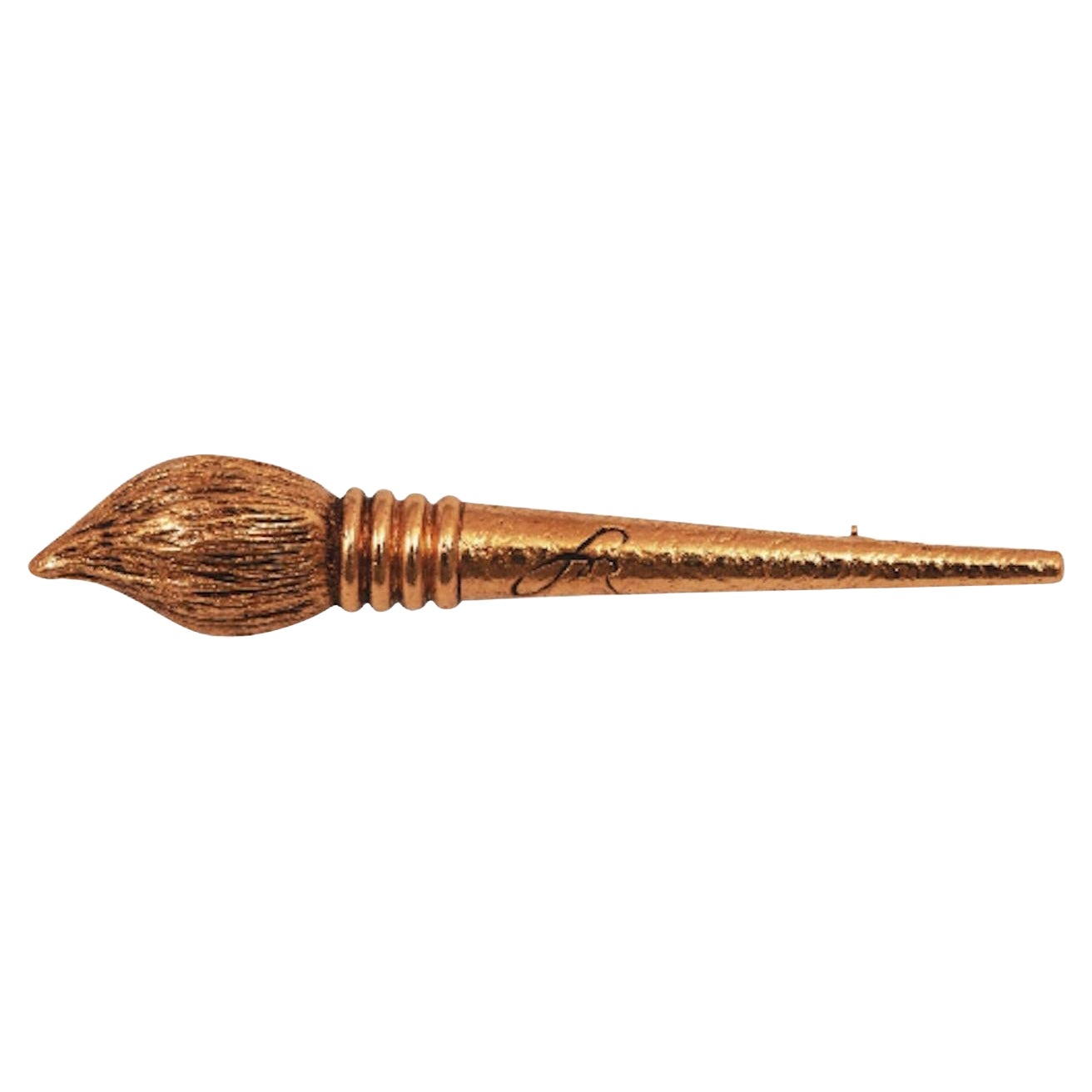1980s Sonia Rykiel Novelty Gold Plated Brooch For Sale