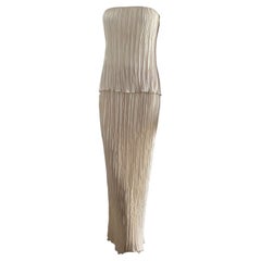 1970s Halston 3-Piece Bridal Pleated Cream Set