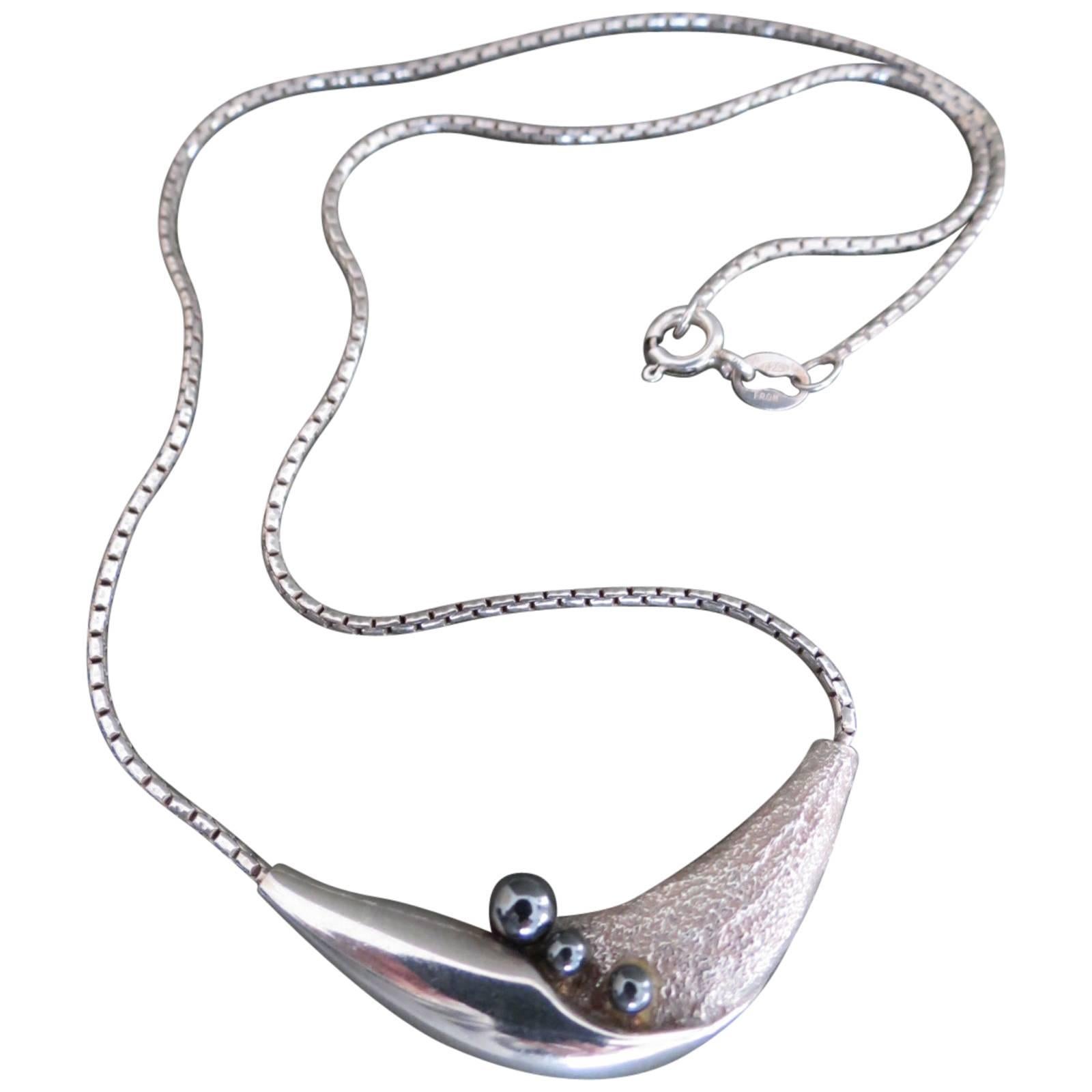 Danish Silver Modernist Mid Century Necklace by Niels Erik From  For Sale