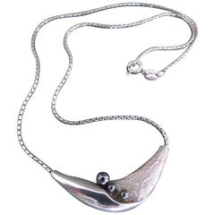 Danish Silver Modernist Mid Century Necklace by Niels Erik From 