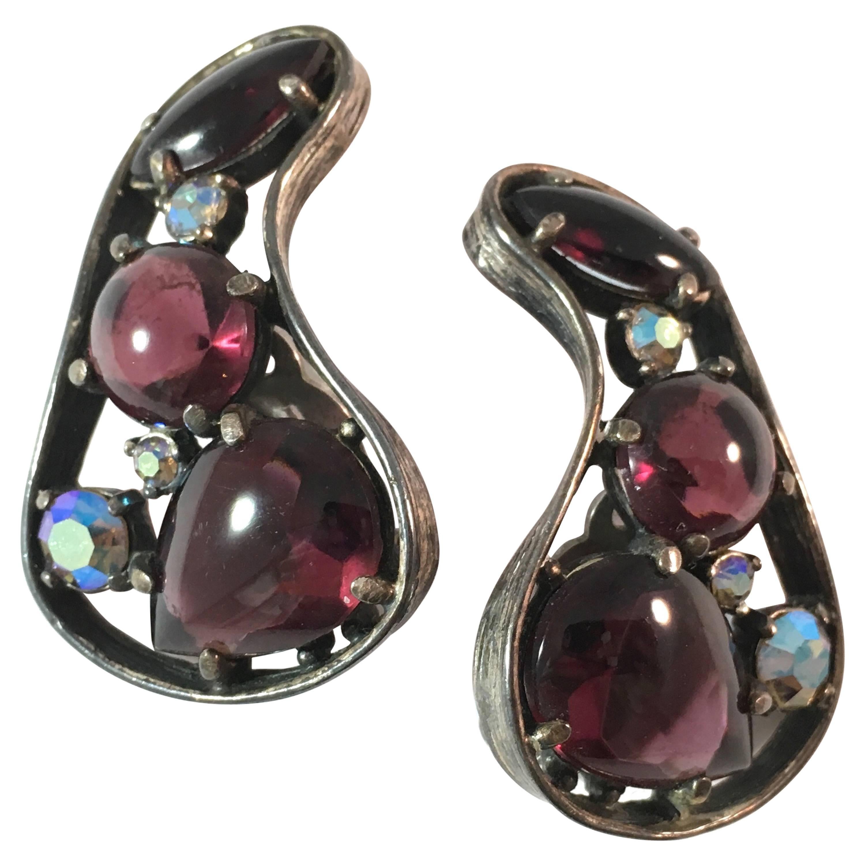1940s Schiaparelli Biomorphic Shaped Earrings For Sale