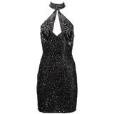 Naeem Khan Riazee - Robe de cocktail vintage sexy à découpes et perles métalliques