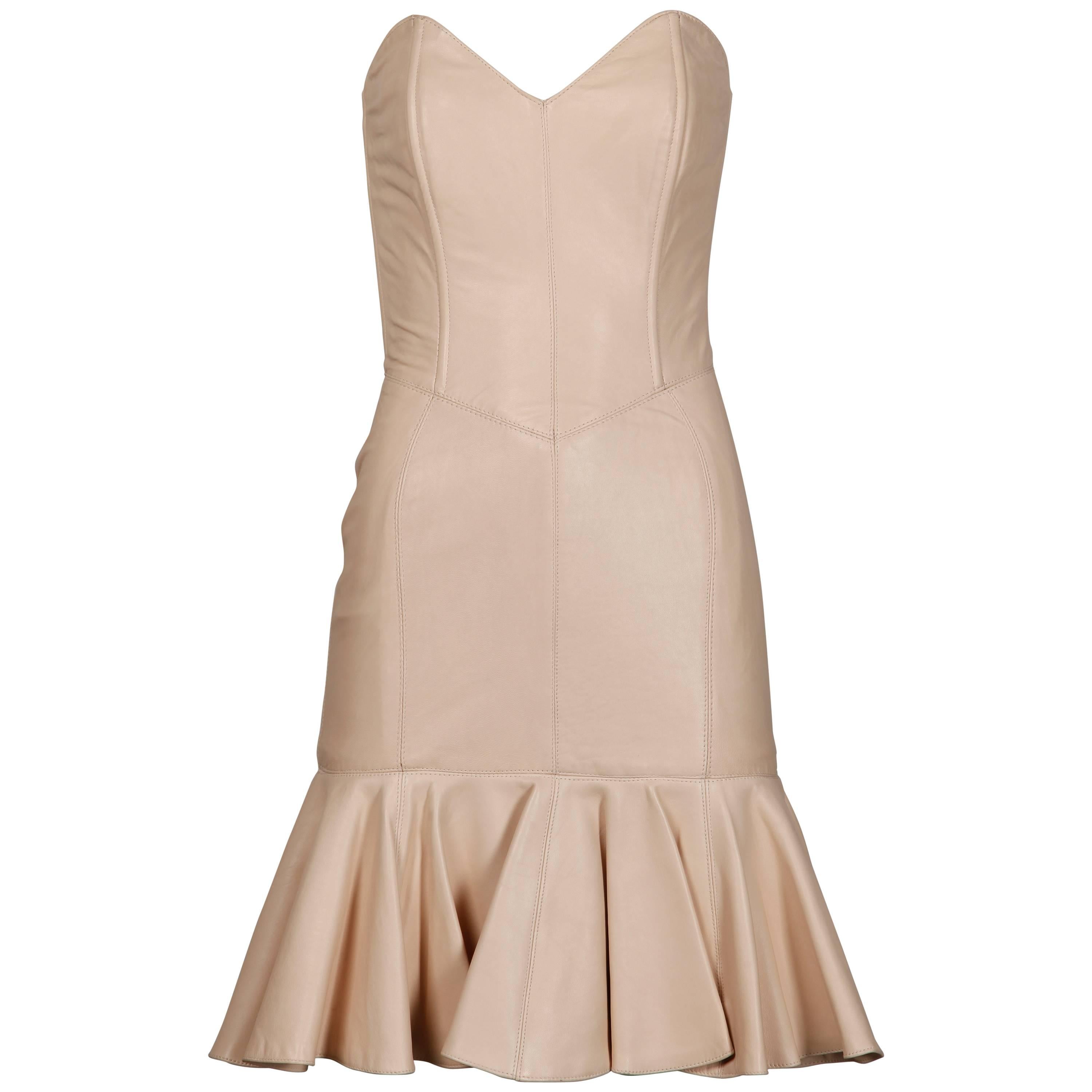 Michael Hoban for North Beach Leather Vintage Blush Pink Bustier Dress For Sale