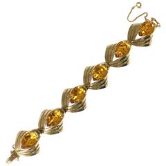 1950s Schiaparelli Yellow Topaz Art Deco Bracelet 10