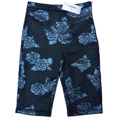 CHANEL Blue Black "Cuba" Collection Camellia Pants NEW 40 6