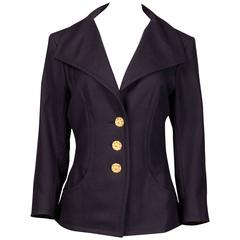Yves Saint Laurent Vintage Navy Blue Wool Blazer Jacket 3