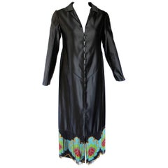 Custom Couture Black Silk Evening Dress Coat with Antique French Beaded Trim 