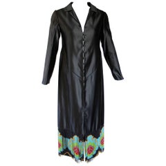 Custom Couture Black Silk Evening Dress Coat with Antique French Beaded Trim