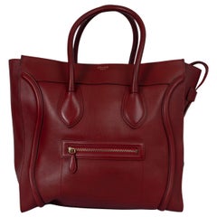 CELINE Borsa da viaggio media in pelle Palmelato rosso scuro