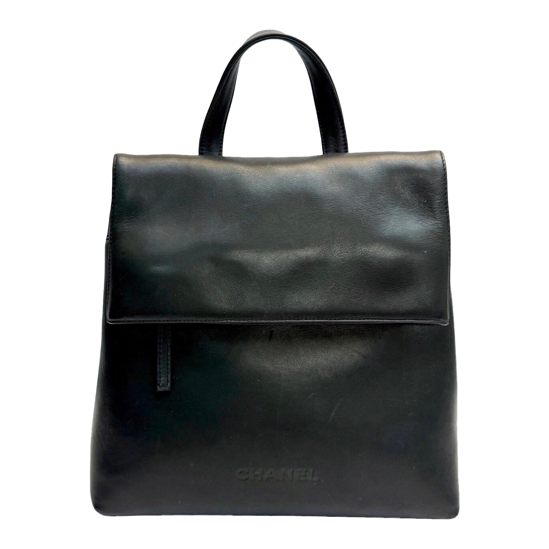 Chanel black calfskin backpack For Sale