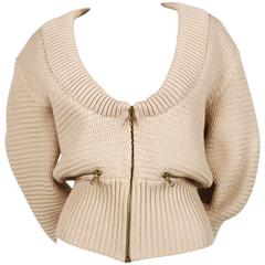 1985 AZZEDINE ALAIA heavy knit cardigan sweater jacket with zippers 2