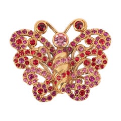 Broche mariposa Dior con strass rosa, años 90