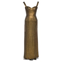 Azzedine Alaia Gold Lamé Couture Gown with Sequin Mosaic Detail, FW 1990