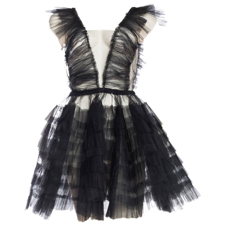 net ruffle gown