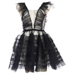 Sheer Pleated Net and Ruffled Tulle Dress Sheer Pleated Net and Ruffled Tulle Dress