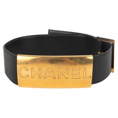 Chanel Golden Metal and Black Leather 'Boxer' Belt, 1997
