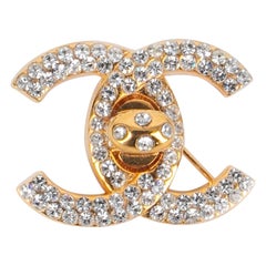 Chanel Turnlock Brooch with Swarovski Rhinestones, 1996