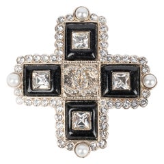 Chanel Cross Brooch with Black Resin, 2021