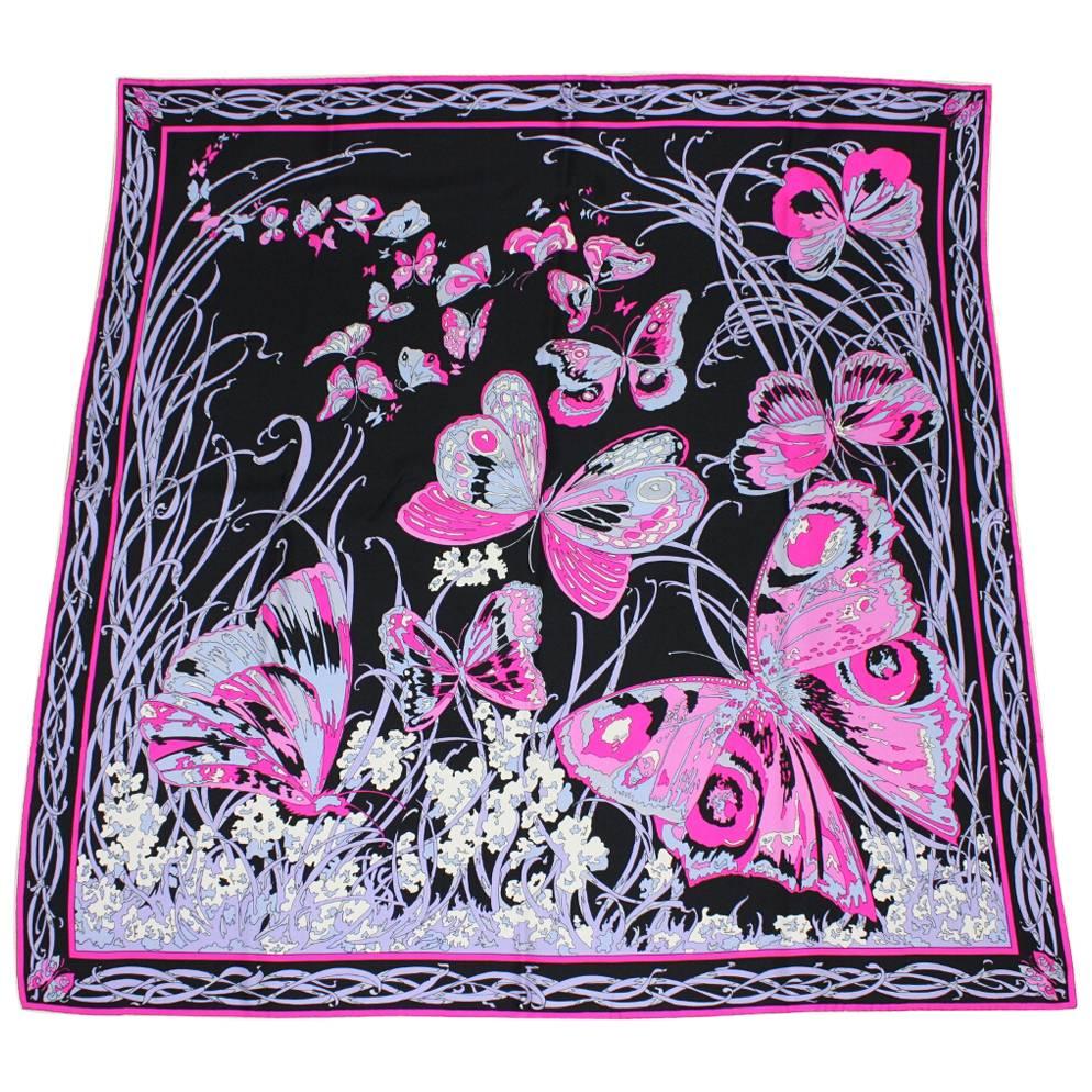 1970’s Emilio Pucci Silk Scarf with Butterfly Print For Sale