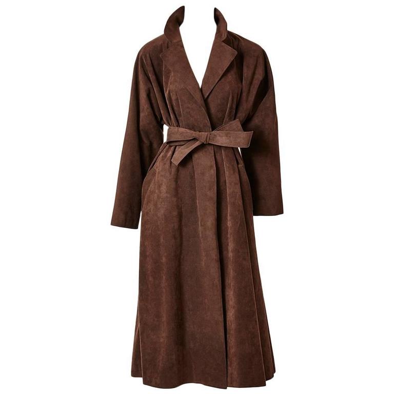Halston Ultra Suede Belted Wrap Coat at 