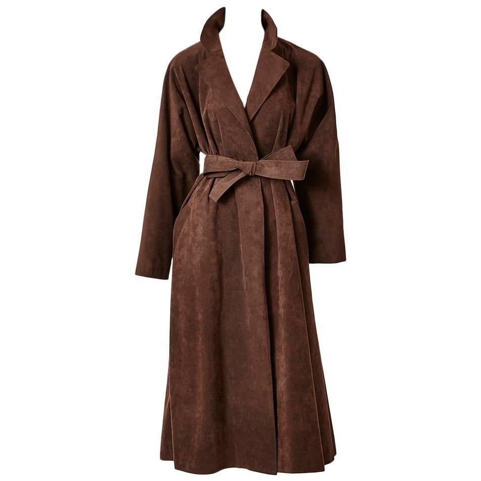 Halston Ultra Suede Belted Wrap Coat
