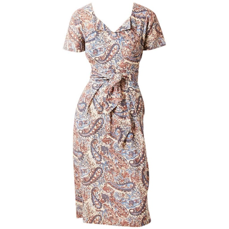 Claire McCardell Patterned Day Dress at 1stDibs