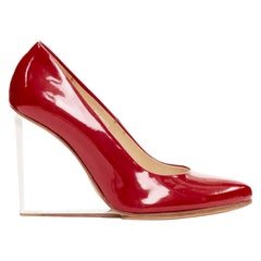MAISON MARGIELA H&M Invisible red patent leather perspex clear heel pumps EU37