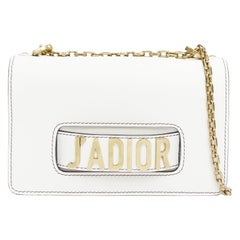 DIOR J'Adior Medium white leather gold letter chain flap crossbody bag