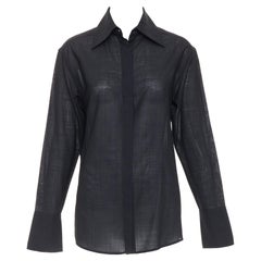 GUCCI Tom Ford black minimal sheer button down dress shirt