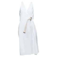 ACNE STUDIOS 2016 Chen Poplin silver buckle beige belted utility dress FR32 XXS