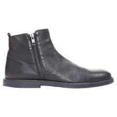 ANN DEMEULEMEESTER Schwarze flache Stiefeletten aus Leder mit doppeltem Reißverschluss EU39