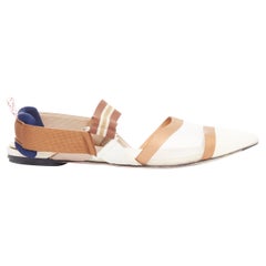 FENDI Colibri brown navy cream Trk mesh point toe flats EU38