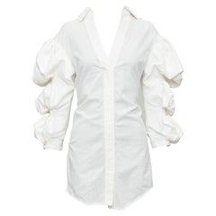 JACQUEMUS Les Robe Santon cream cotton puff sleeve mini dress FR34 XS