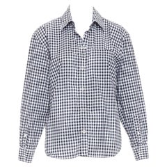 BURBERRY chemise à carreaux de coton vichy noir et blanc, bouton pression argenté IT40 S