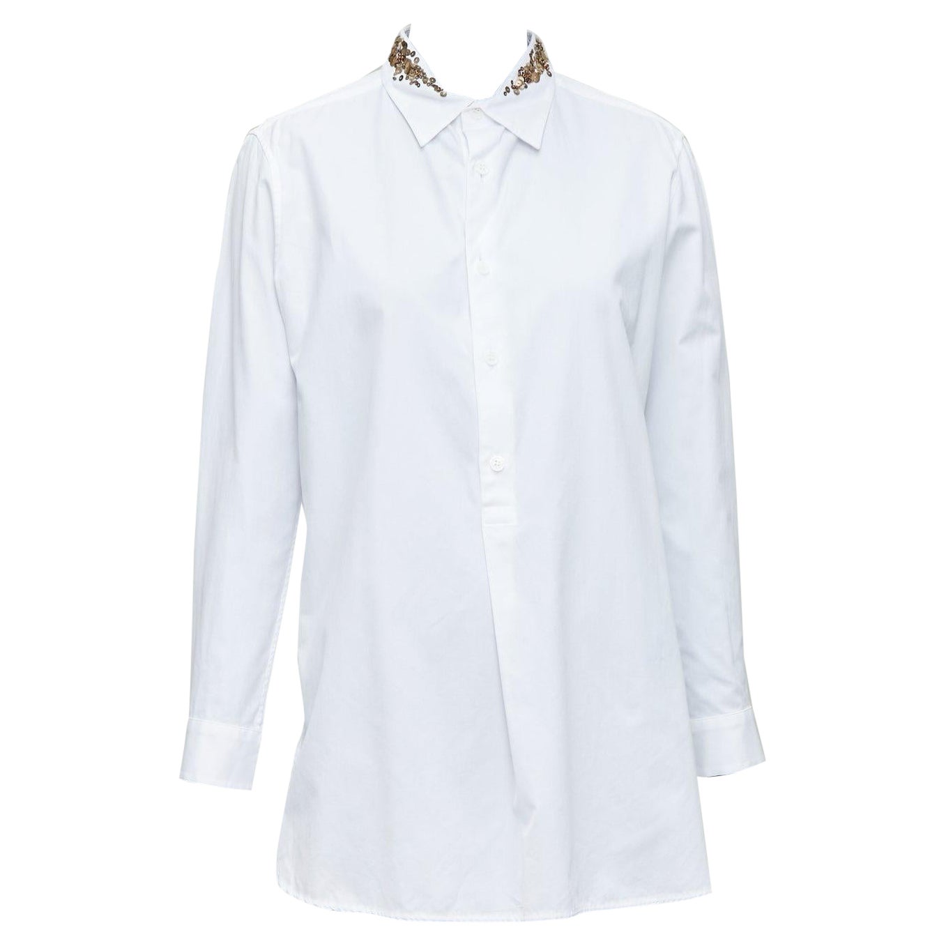 Y'S YOHJI YAMAMOTO white gold sequinned collar popover shirt JP1 S