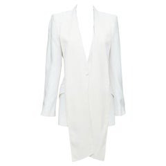 ALEXANDER MCQUEEN 2019 - Veste blazer de smoking longue en soie crème IT42 M