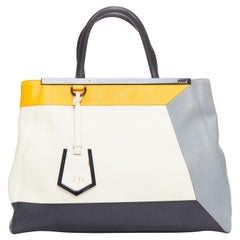 FENDI 2Jours sac fourre-tout en cuir tricolore colorblock gris jaune noir
